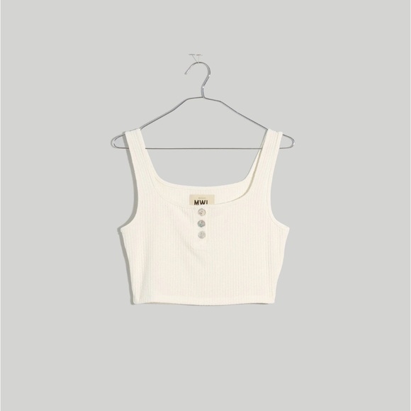 Madewell Ribbed Crop Tops tan XS white S - Picture 9 of 10
